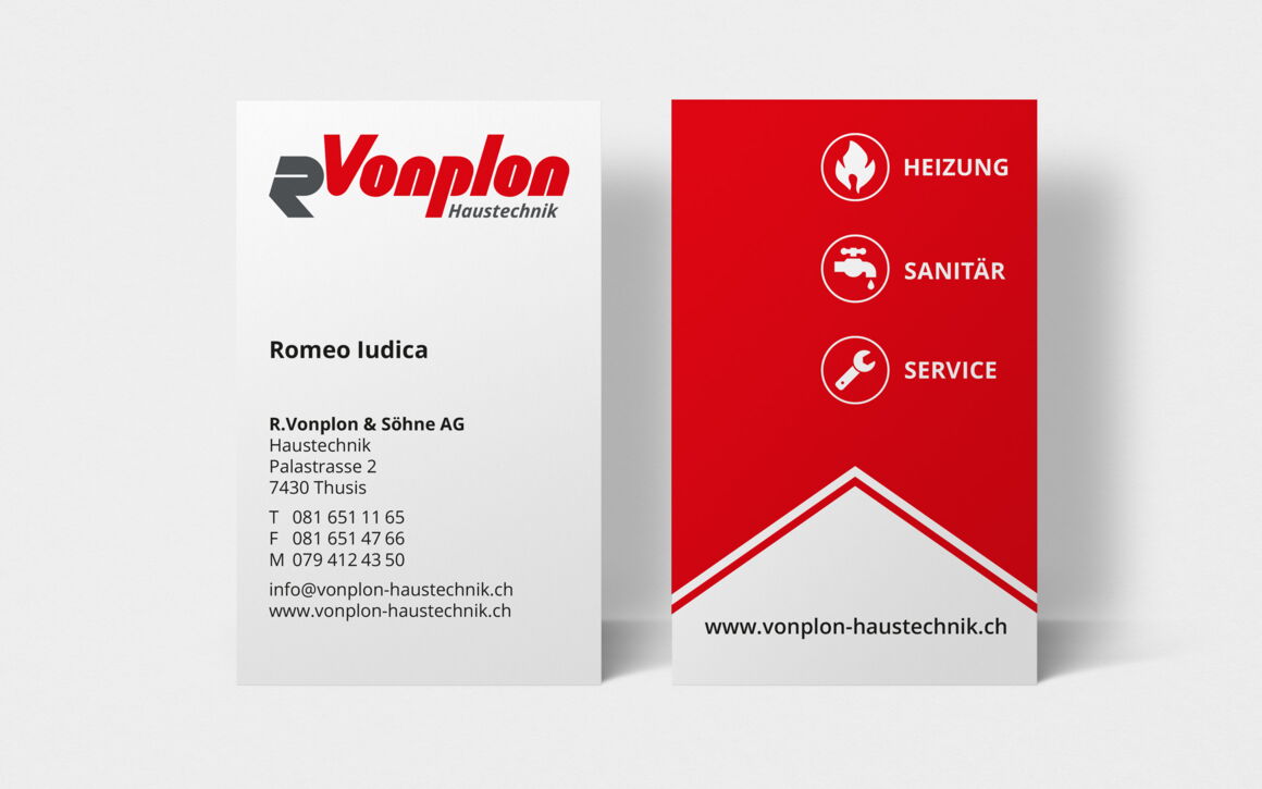 Vonplon Haustechnik, Thusis: Logo, Briefschaft, Website