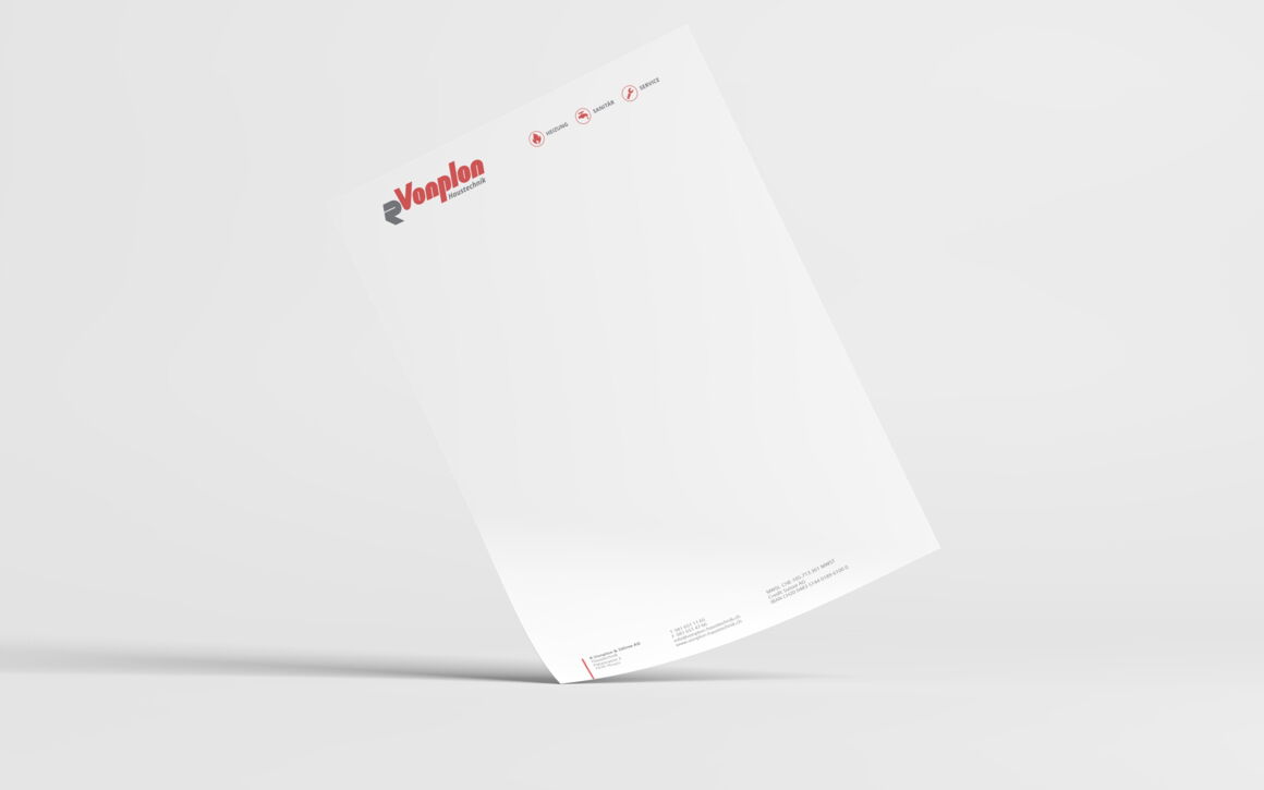Vonplon Haustechnik, Thusis: Logo, Briefschaft, Website