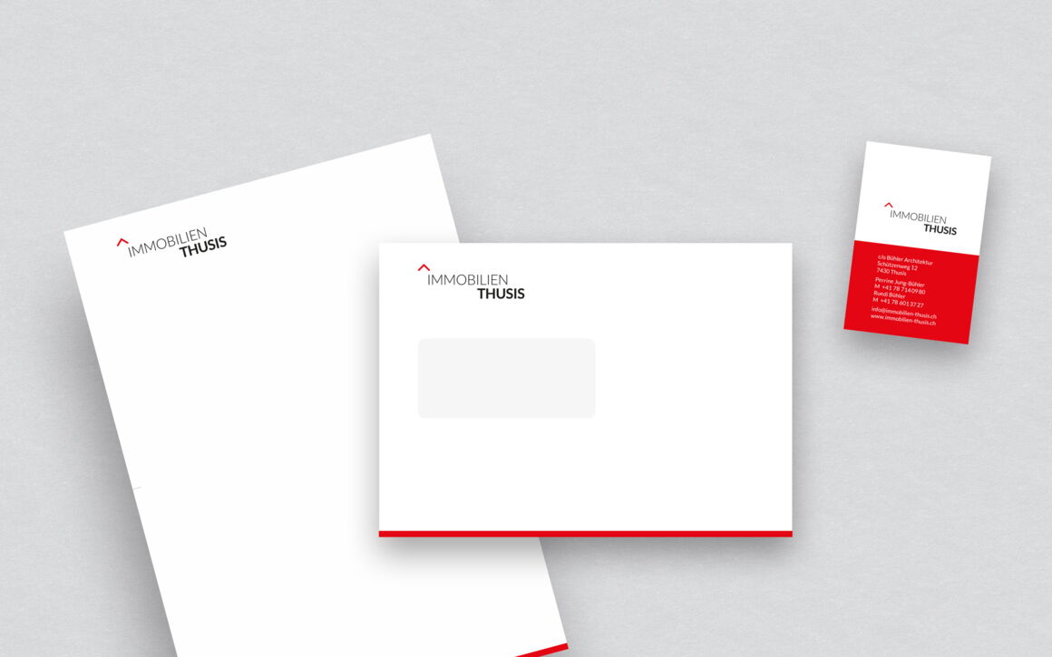 Immobilien Thusis, Thusis: Identity, Logo, Briefschaften, Inserate, Website, Bilder
