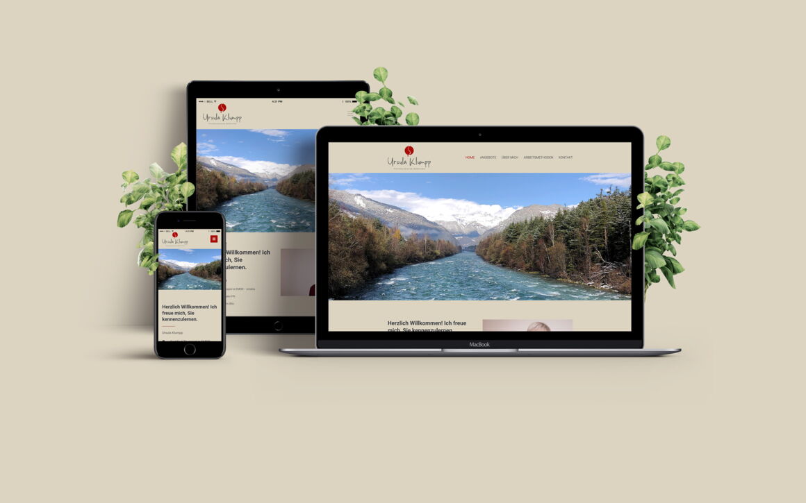 Ursula Klumpp, Psychologische Beratung, Cazis: Logo, Visitenkarte, Falzflyer, Website, Portraibild