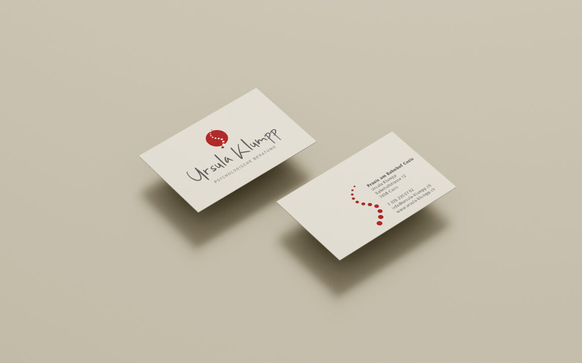 Ursula Klumpp, Psychologische Beratung, Cazis: Logo, Visitenkarte, Falzflyer, Website, Portraibild